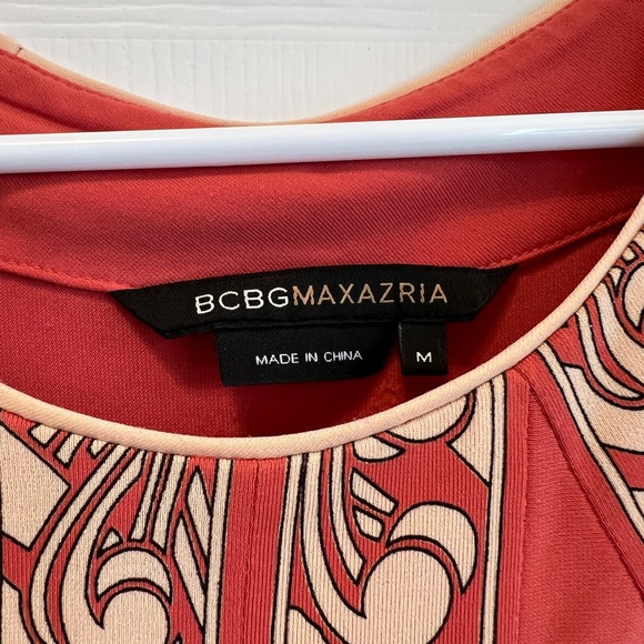 BCBGMaxAzria Damask Stained Glass Print Halter Dress Coral Pink Womens Medium - Picture 3 of 6